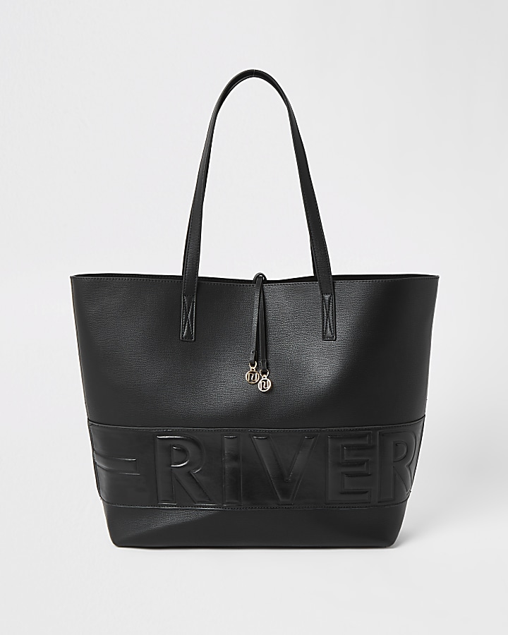 Black 'River' embossed shopper Handbag