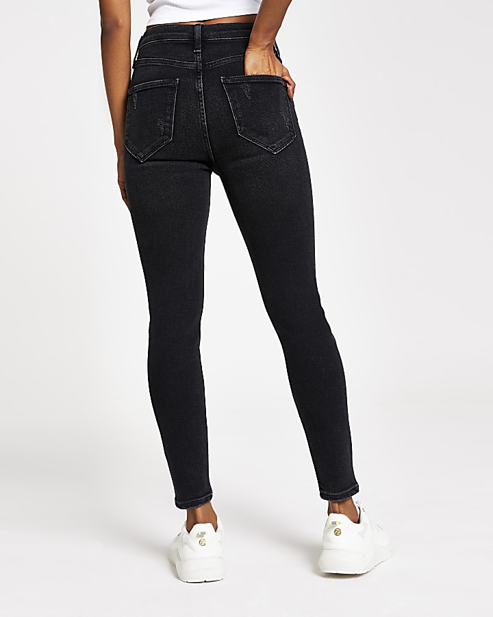 Petite black Hailey high rise skinny jeans