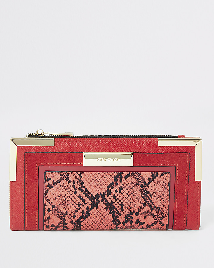 Red snake print fold out purse