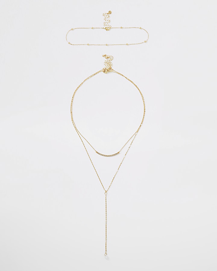 Gold colour layered necklace