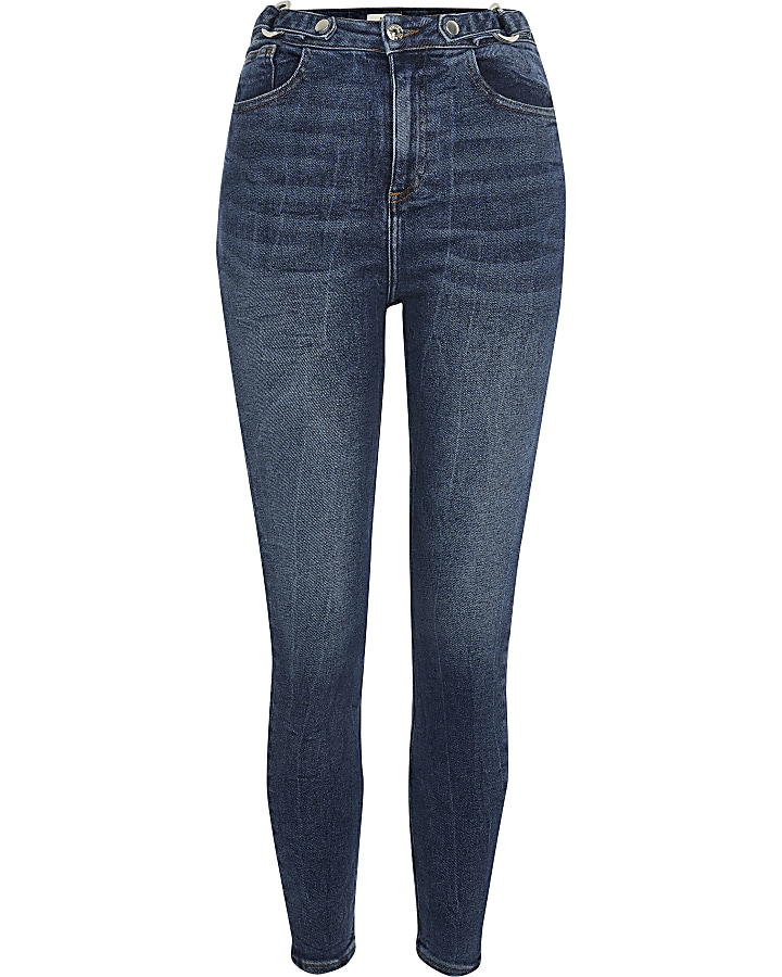 Petite blue Hailey high waist skinny jeans