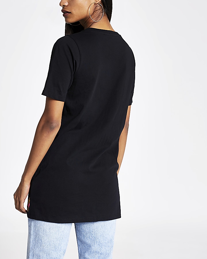 Petite black printed jumbo T-shirt