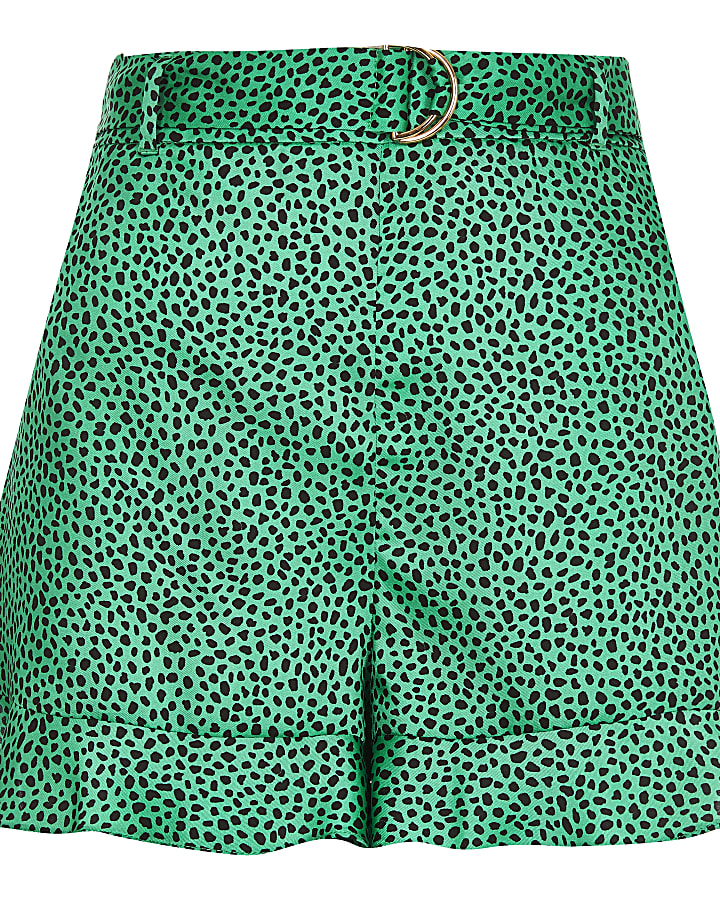 Green spot frill shorts