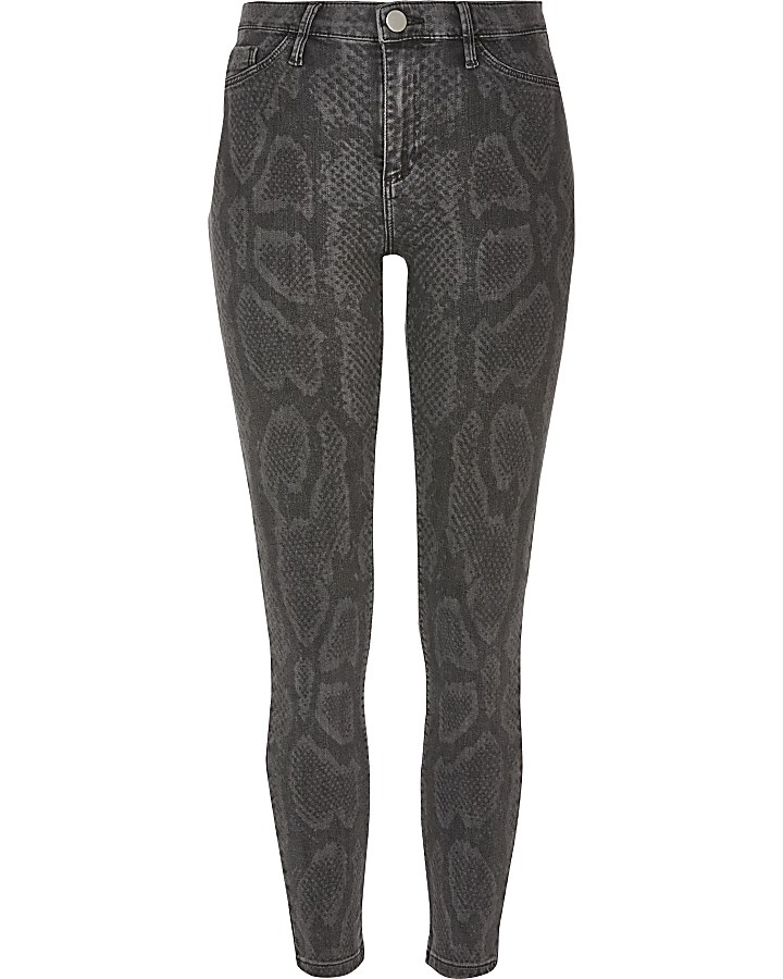 Grey snake print mid rise Molly jeggings
