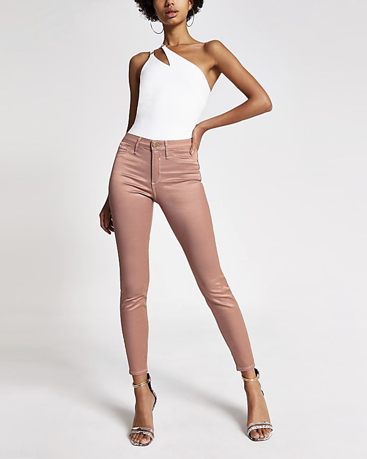 Pink metallic Molly mid rise jeans