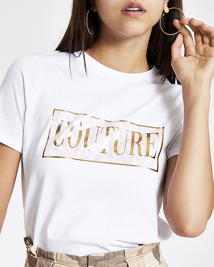 White 'Couture' tie dye T-shirt