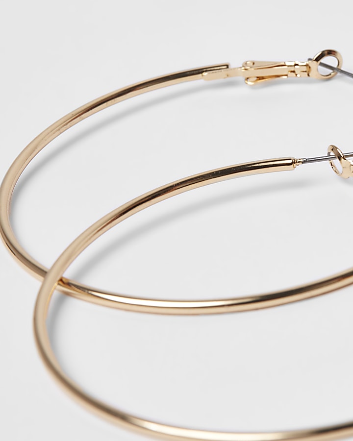 Gold colour round hoop earrings