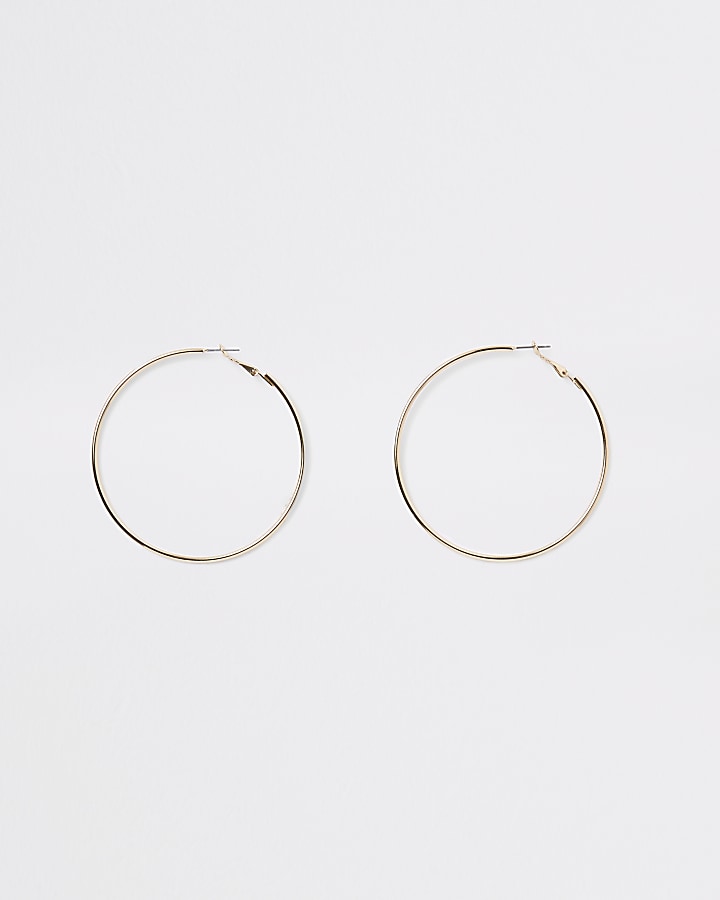 Gold colour round hoop earrings