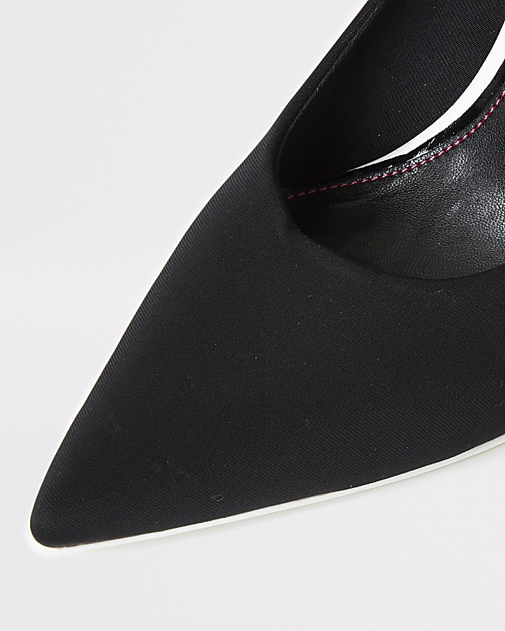 Black skinny heel scuba court shoe