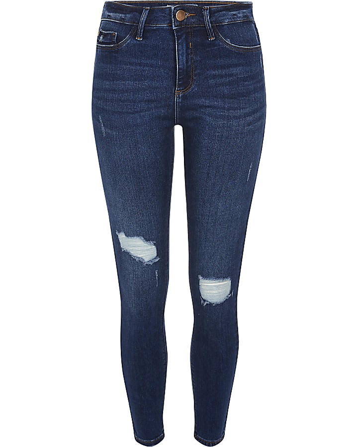 Blue ripped Molly mid rise jeggings