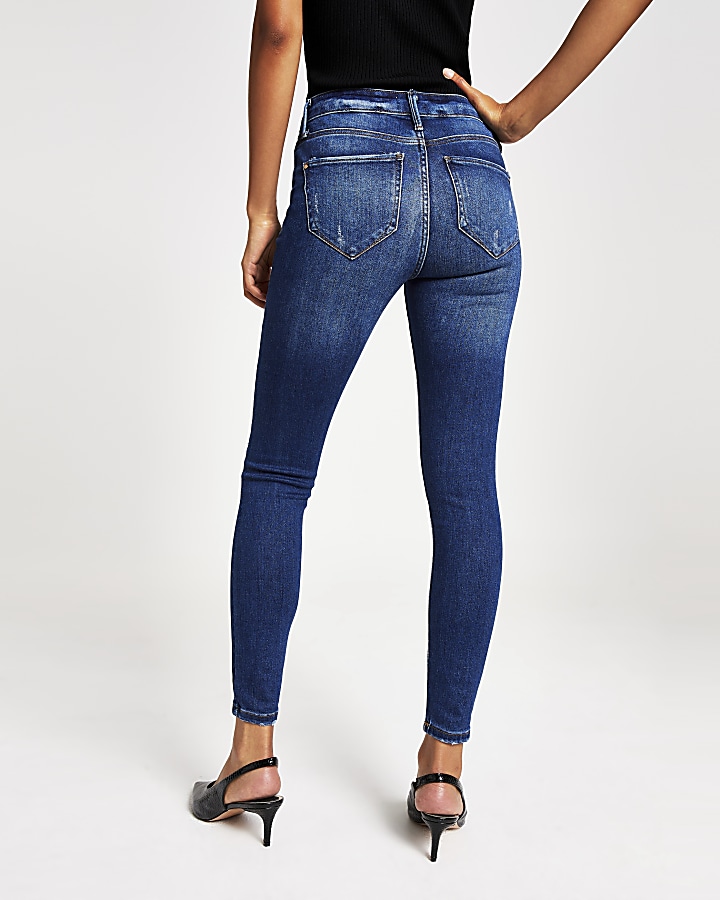 Blue ripped Molly mid rise jeggings