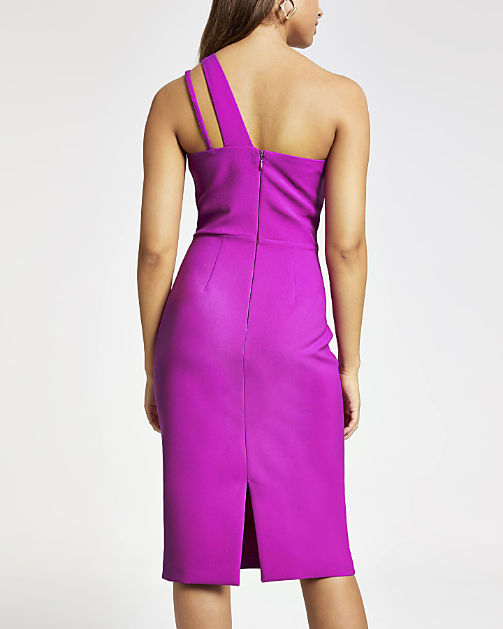 Purple one shoulder bodycon dress