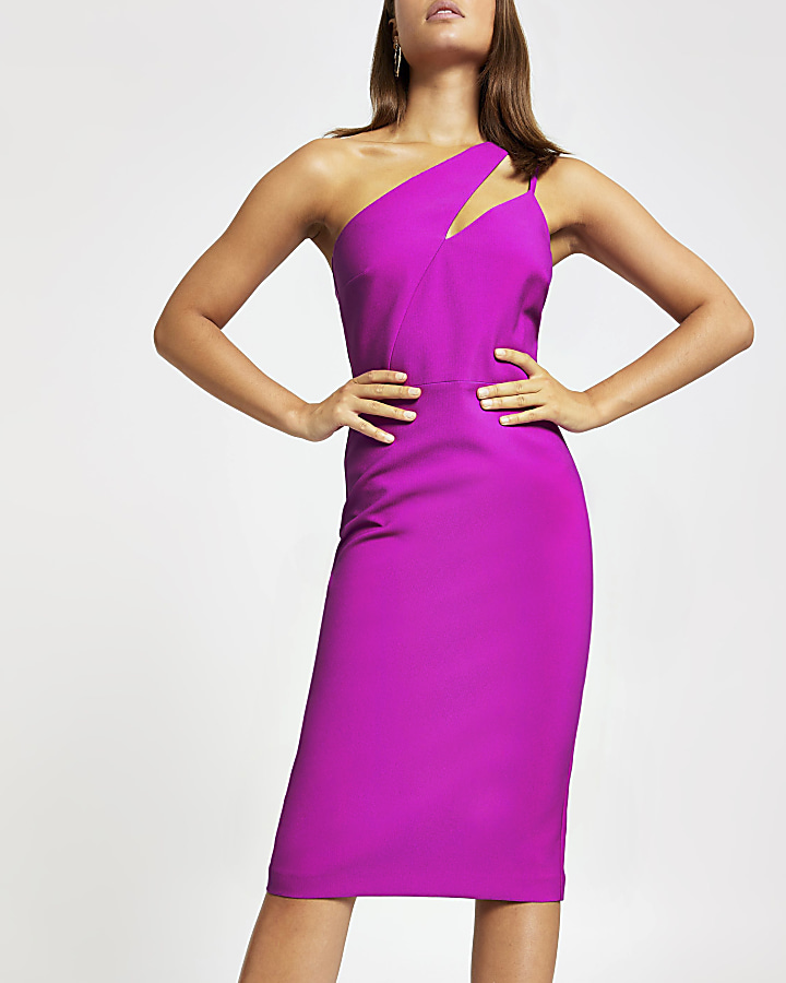 Purple one shoulder bodycon dress