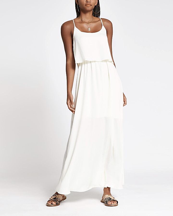 White layered maxi dress
