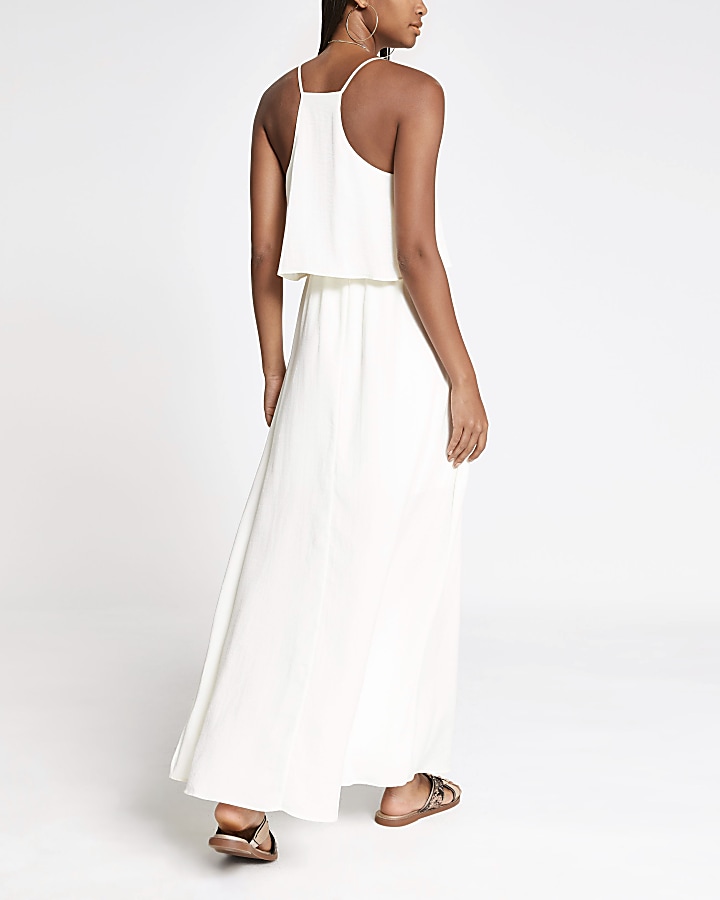 White layered maxi dress