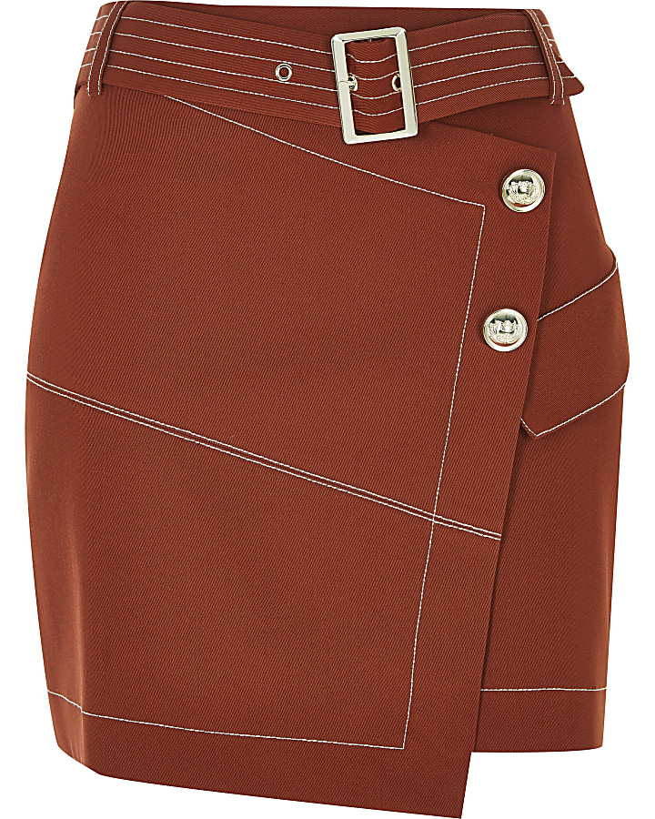 Rust utility mini skirt