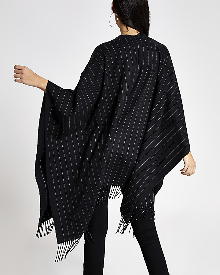 Black pin stripe cape