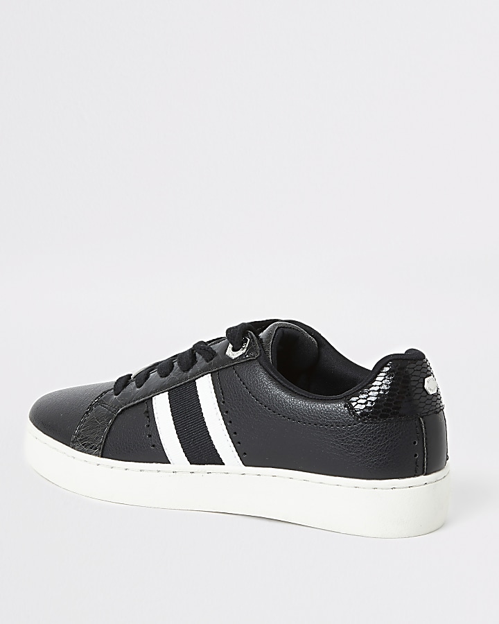 Black side stripe lace-up trainers