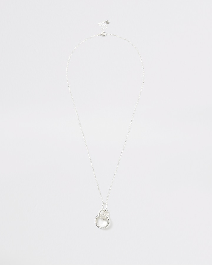 Silver colour interlinked pendant necklace