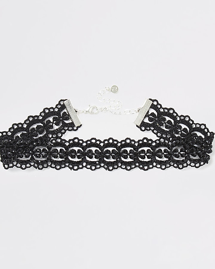 Black lace embellished choker