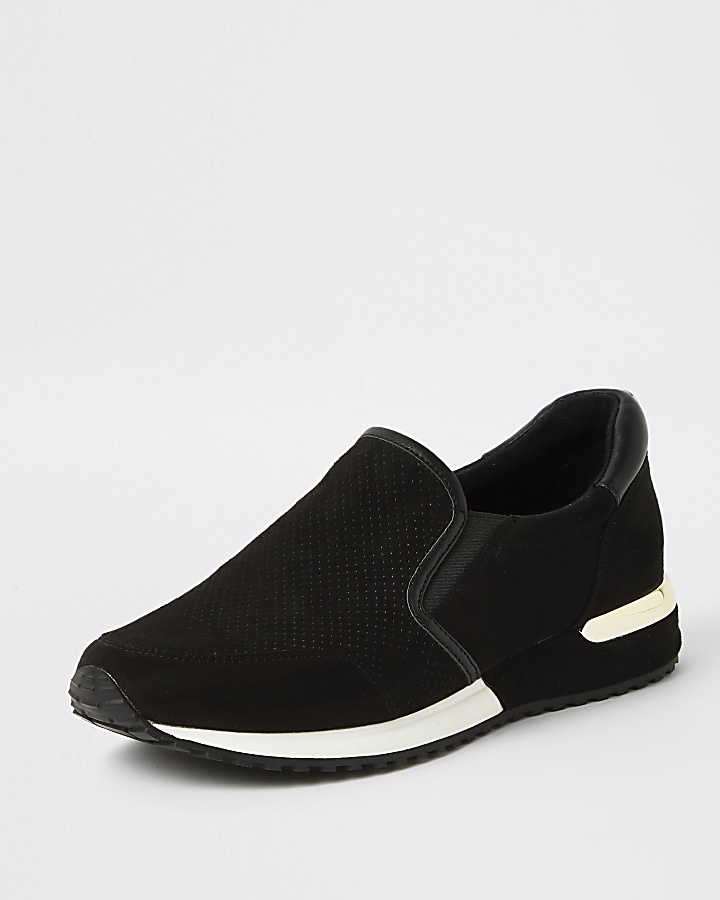 Black perforated runner trainers