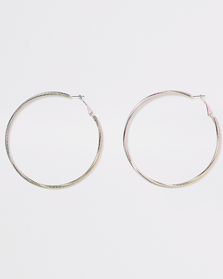 Pink colour ombre hoop earrings
