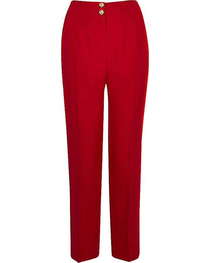 Red high waist cigarette trousers