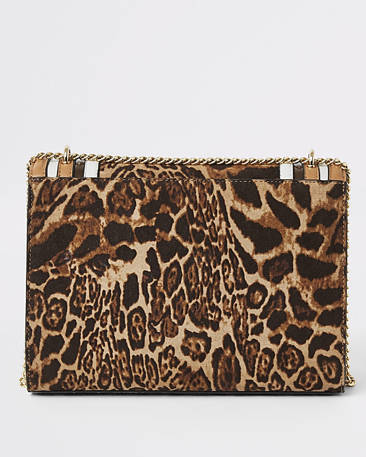 Beige leopard print shoulder bag