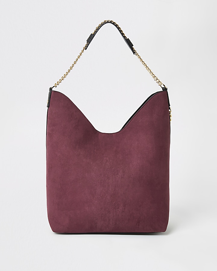 Dark red coin chain slouch shoulder bag
