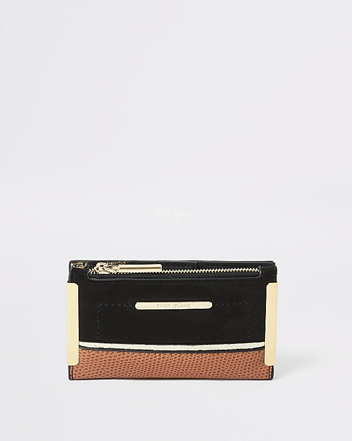 Black faux suede mini foldout purse