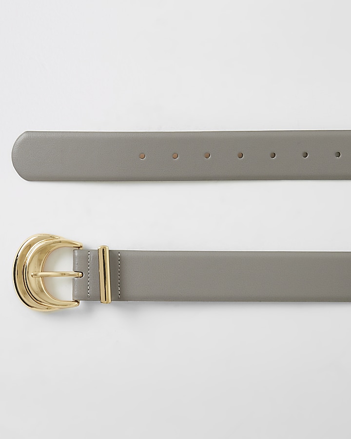 Grey double layered buckle belt