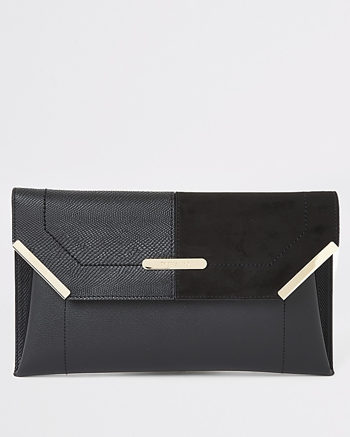 Black envelope clutch bag