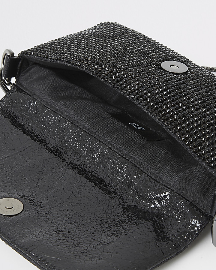 Black diamante embellished underarm bag