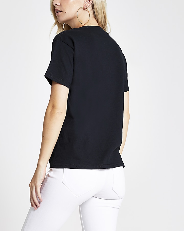 Petite black 'Reveuse' short sleeve T-shirt