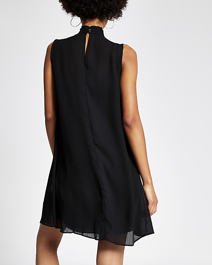 Black high neck swing dress
