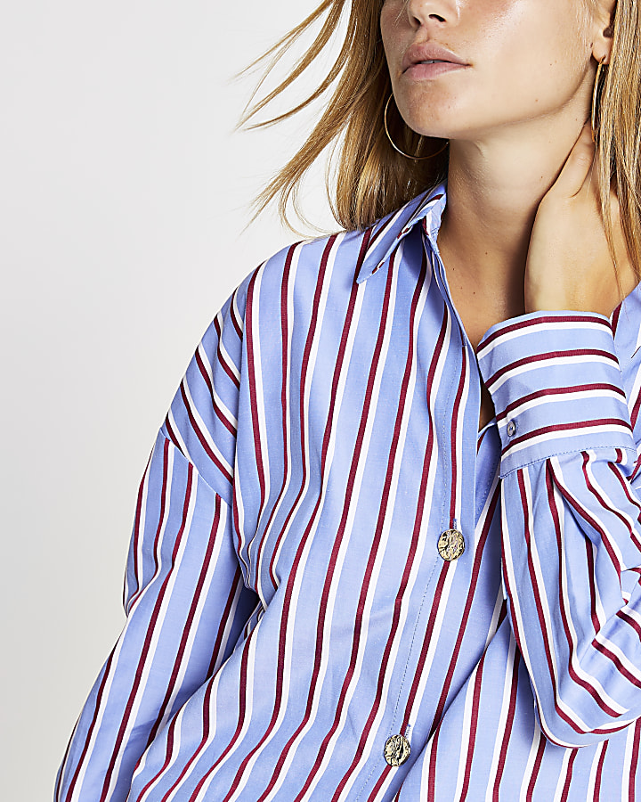Red stripe button front shirt