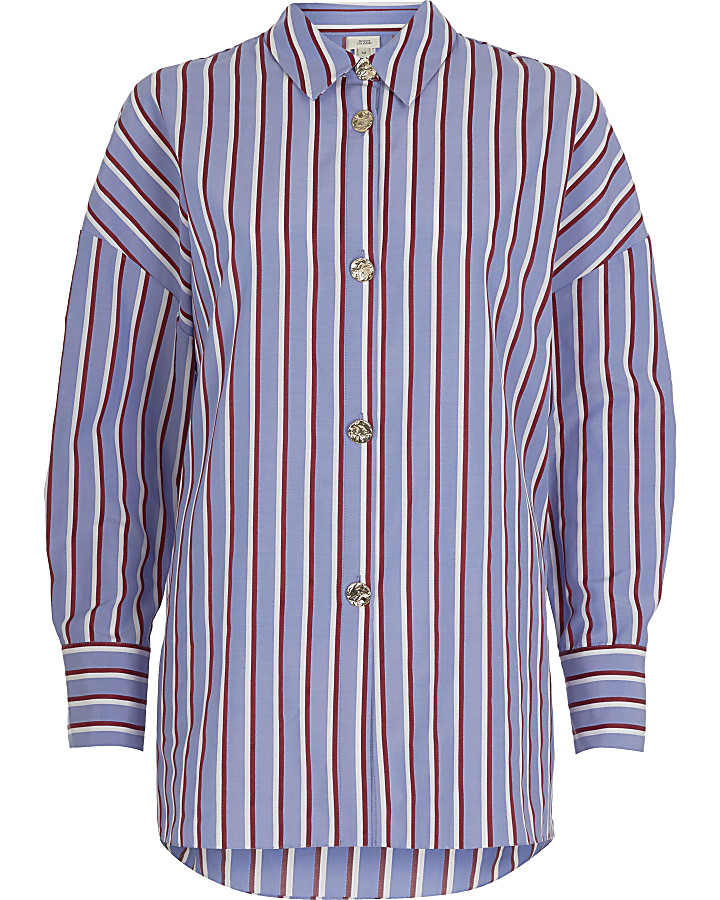 Red stripe button front shirt