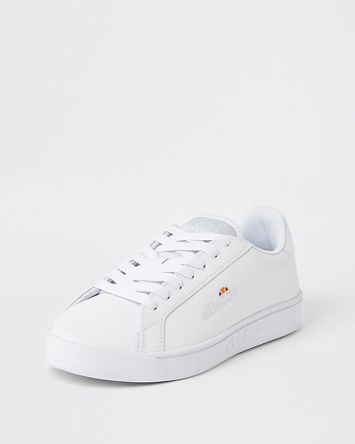 Ellesse white leather lace-up trainers
