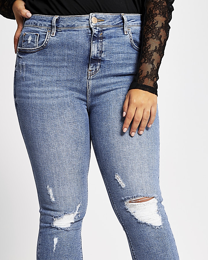 Plus blue ripped Amelie super skinny jeans