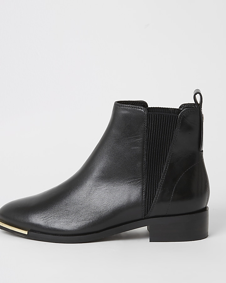 Black leather Chelsea ankle boots