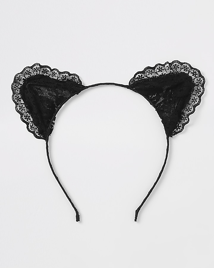 Black lace cat ear headband