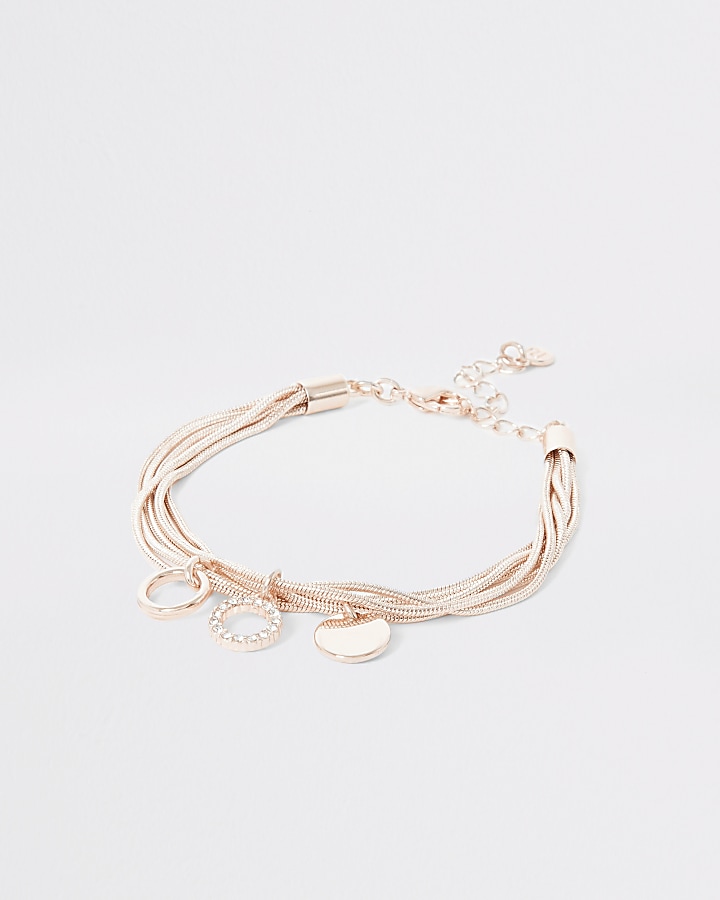 Rose gold colour layered bracelet