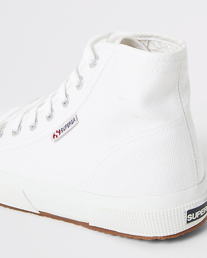 Superga white high top lace-up trainers
