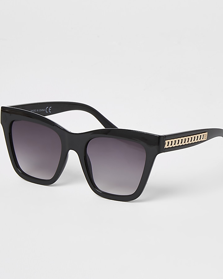 Black chain embossed glam sunglasses