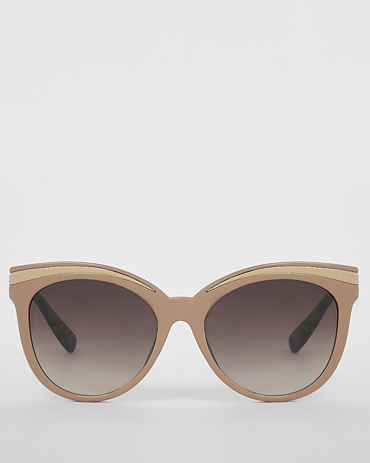 Pink cateye metal brow sunglasses