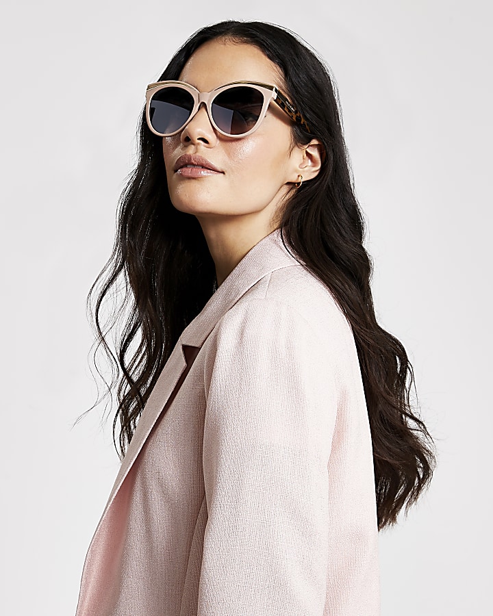 Pink cateye metal brow sunglasses