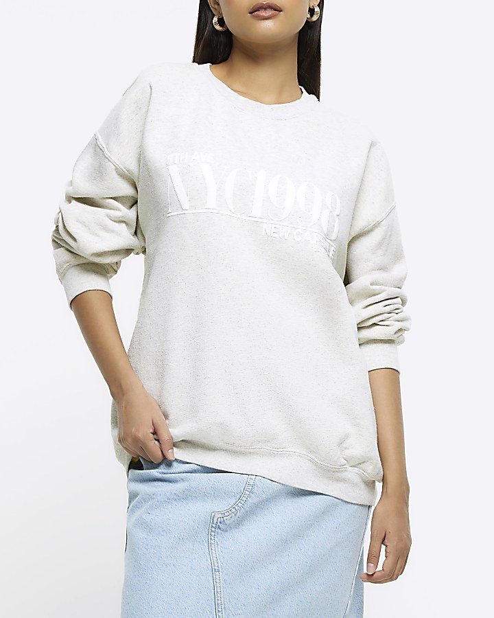 Beige graphic print sweatshirt