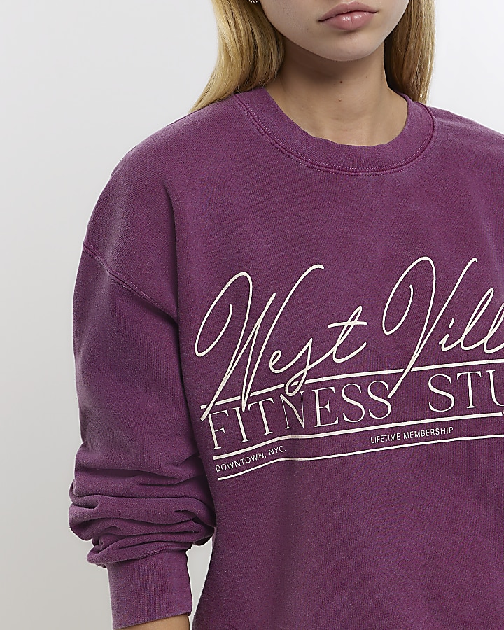 Purple graphic print sweatshirt