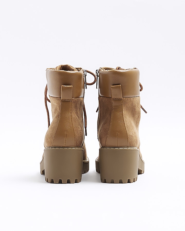 Brown wedge hiker boots