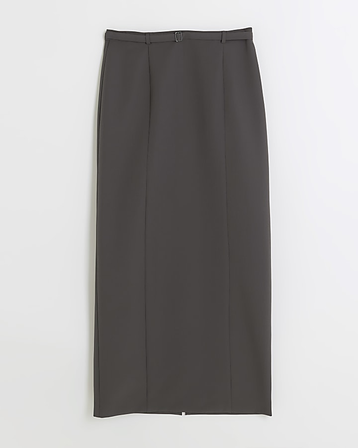 Grey belted maxi skirt